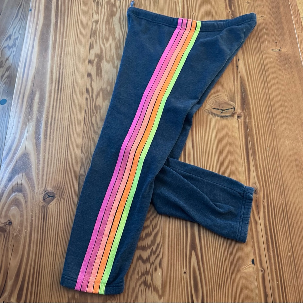 Aviator Nation 5-Stripe Heather Navy & Neon Jogger Sweatpants